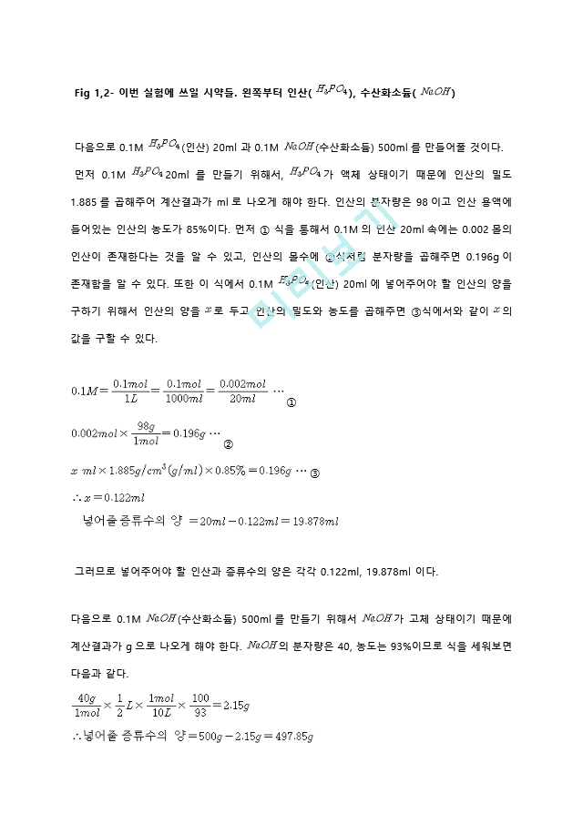 인산의 적정과 완충용액 결과레포트 [A＋].hwp